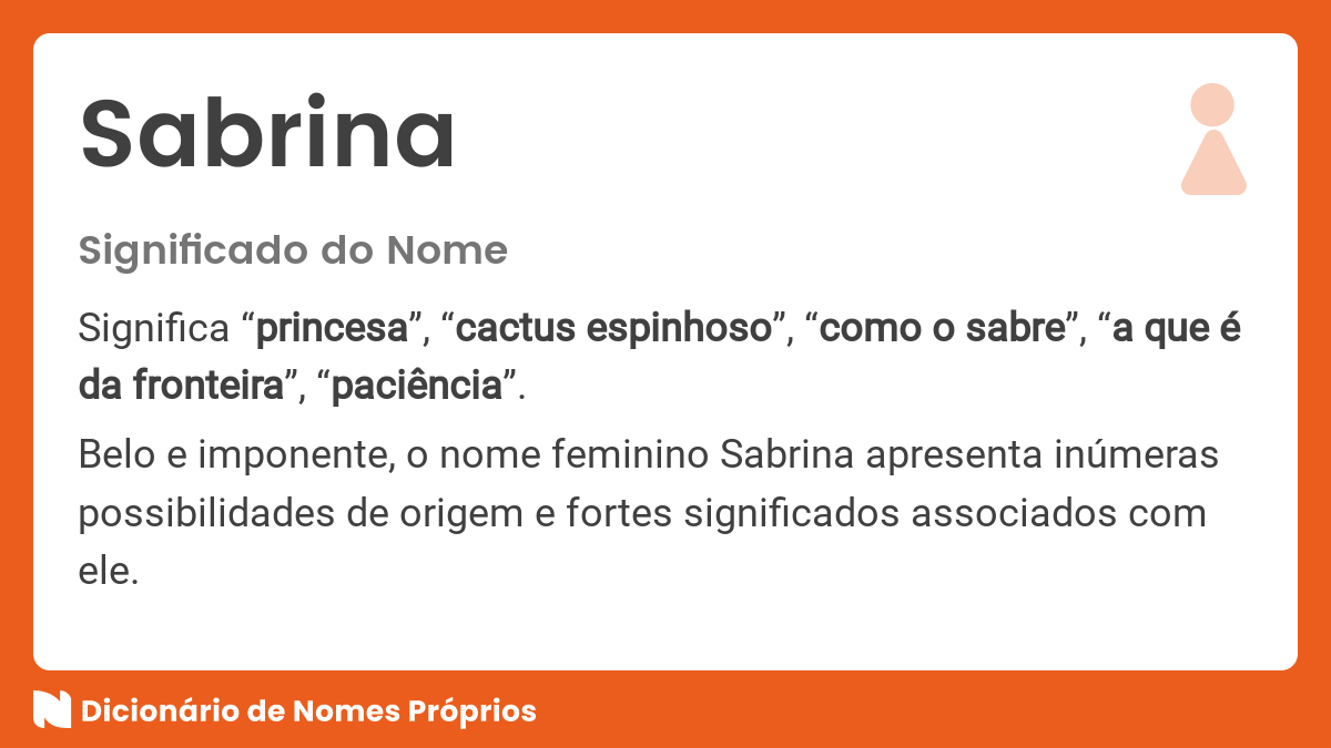 Significado do nome Sabrina - Dicionário de Nomes Próprios