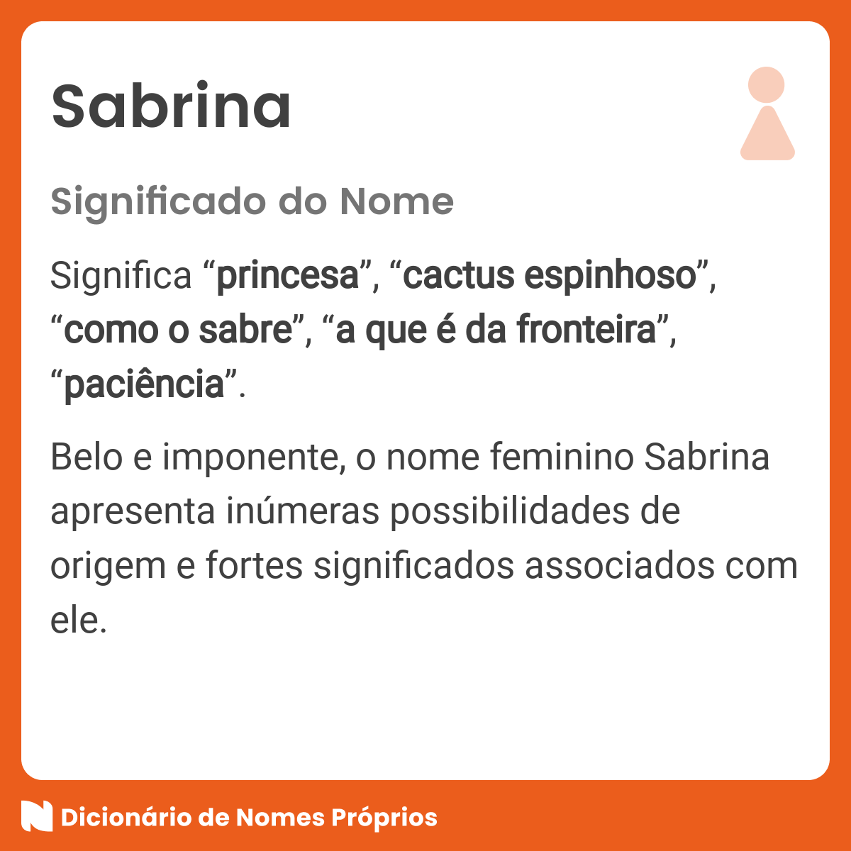 Significado do nome Sabrina - Dicionário de Nomes Próprios