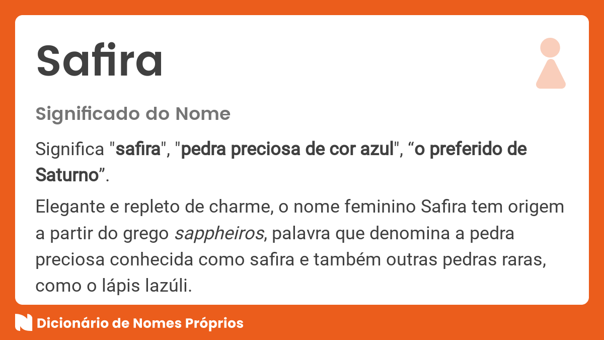 Significado do nome Safira - Dicionário de Nomes Próprios