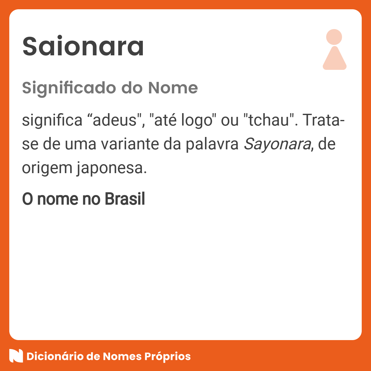 Como se escreve o nome Sayonara?