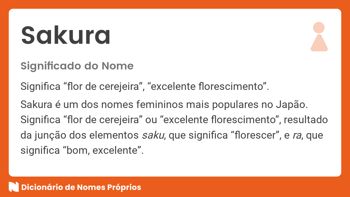 Significado Do Nome Sakura Dicionário De Nomes Próprios