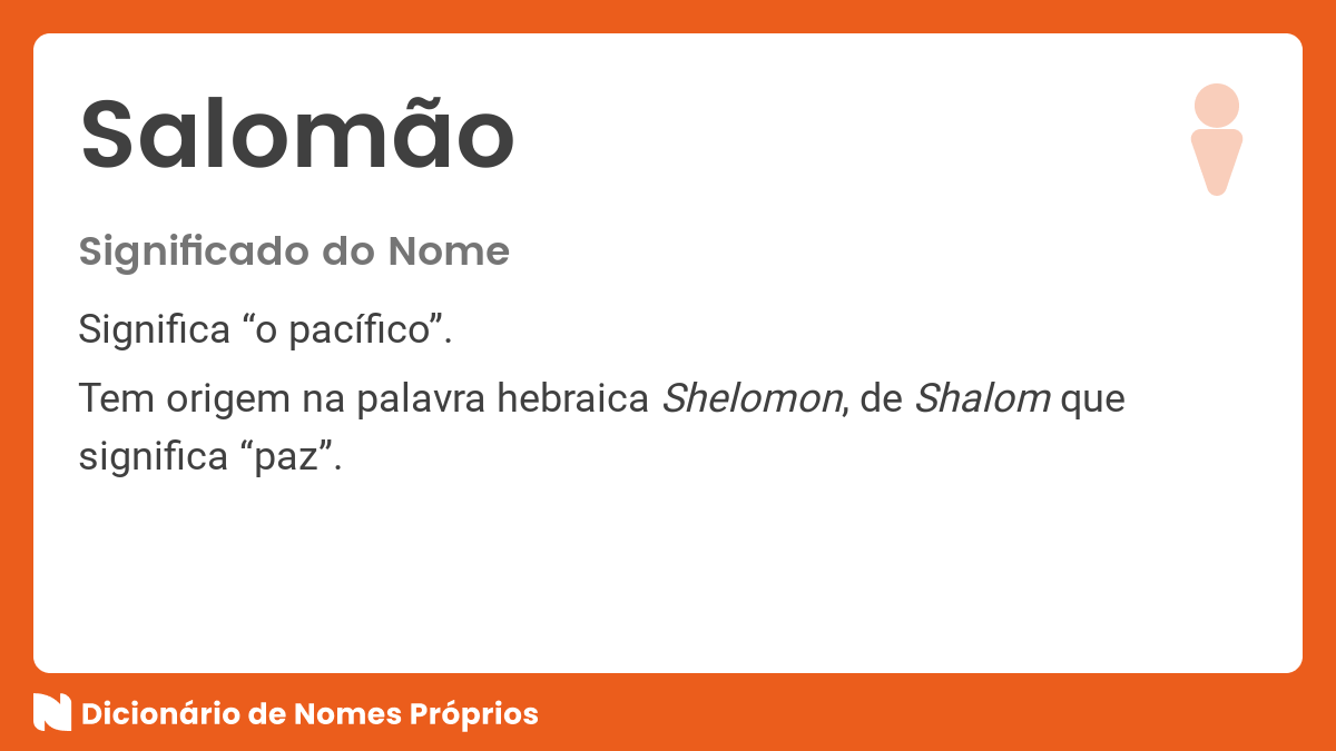 Significado do nome Salomão - Dicionário de Nomes Próprios