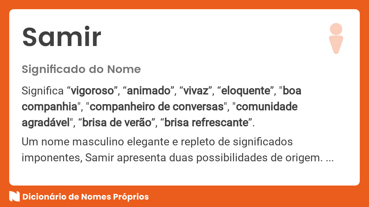 Significado do nome Samir - Dicionário de Nomes Próprios