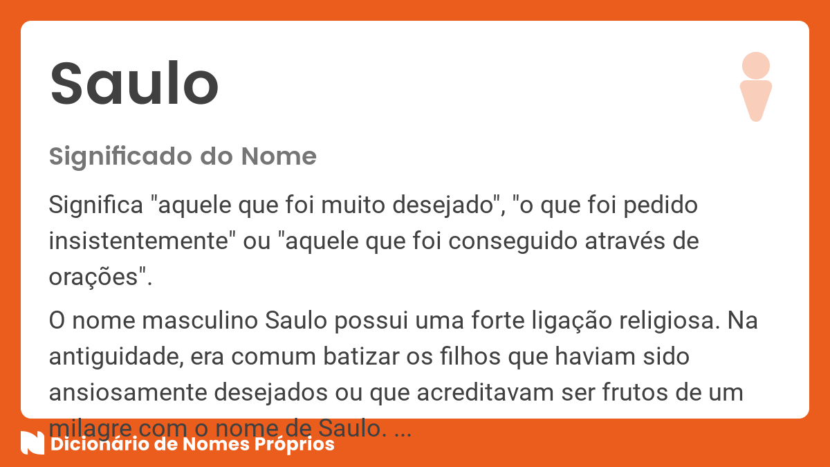 Significado do nome Saulo - Dicionário de Nomes Próprios