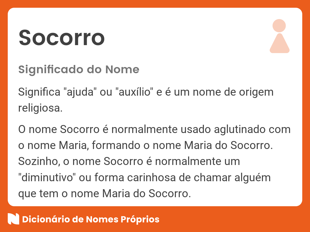 Significado do nome Socorro - Dicionário de Nomes Próprios