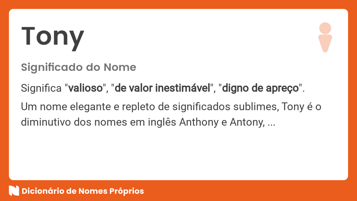 O que é Tony em português?