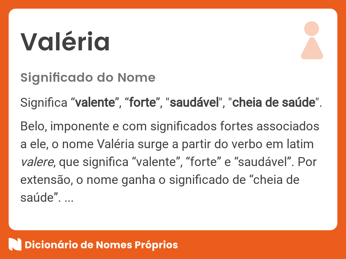 Significado do nome Valéria Dicionário de