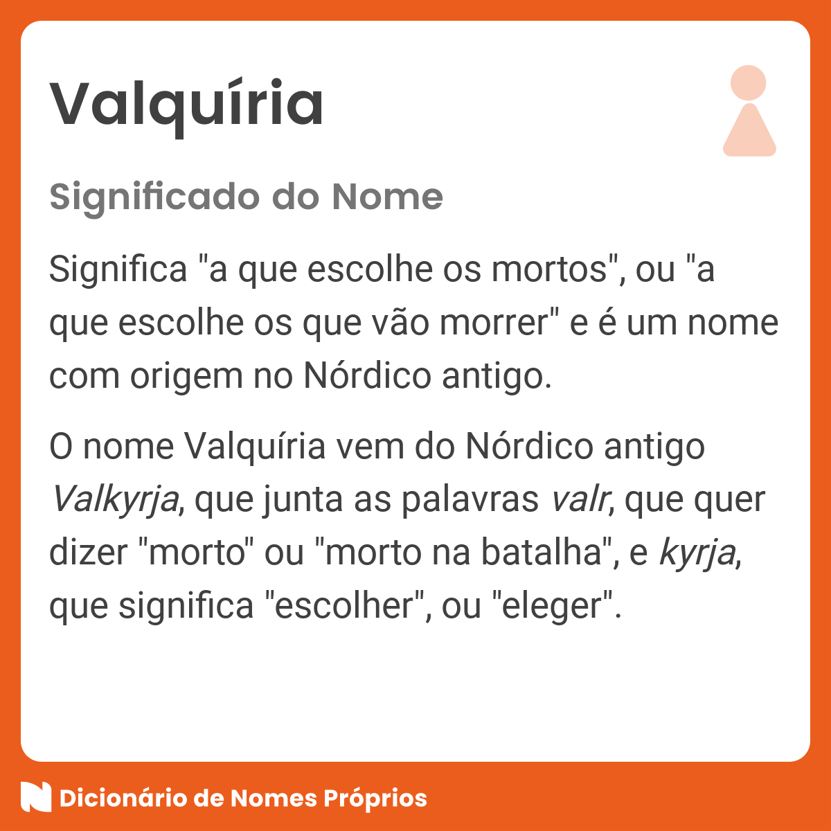 Significado do nome Valquíria - Dicionário de Nomes Próprios