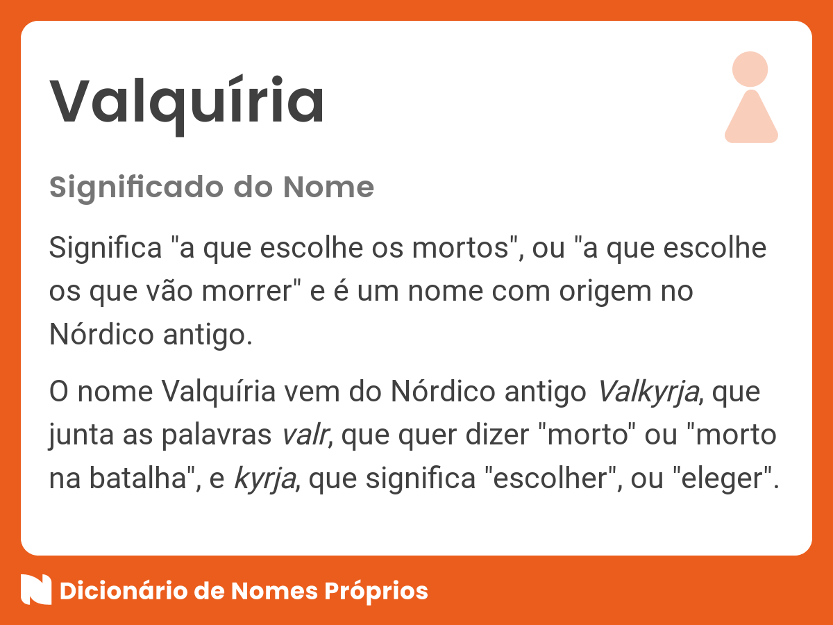 Significado do nome Valquíria - Dicionário de Nomes Próprios