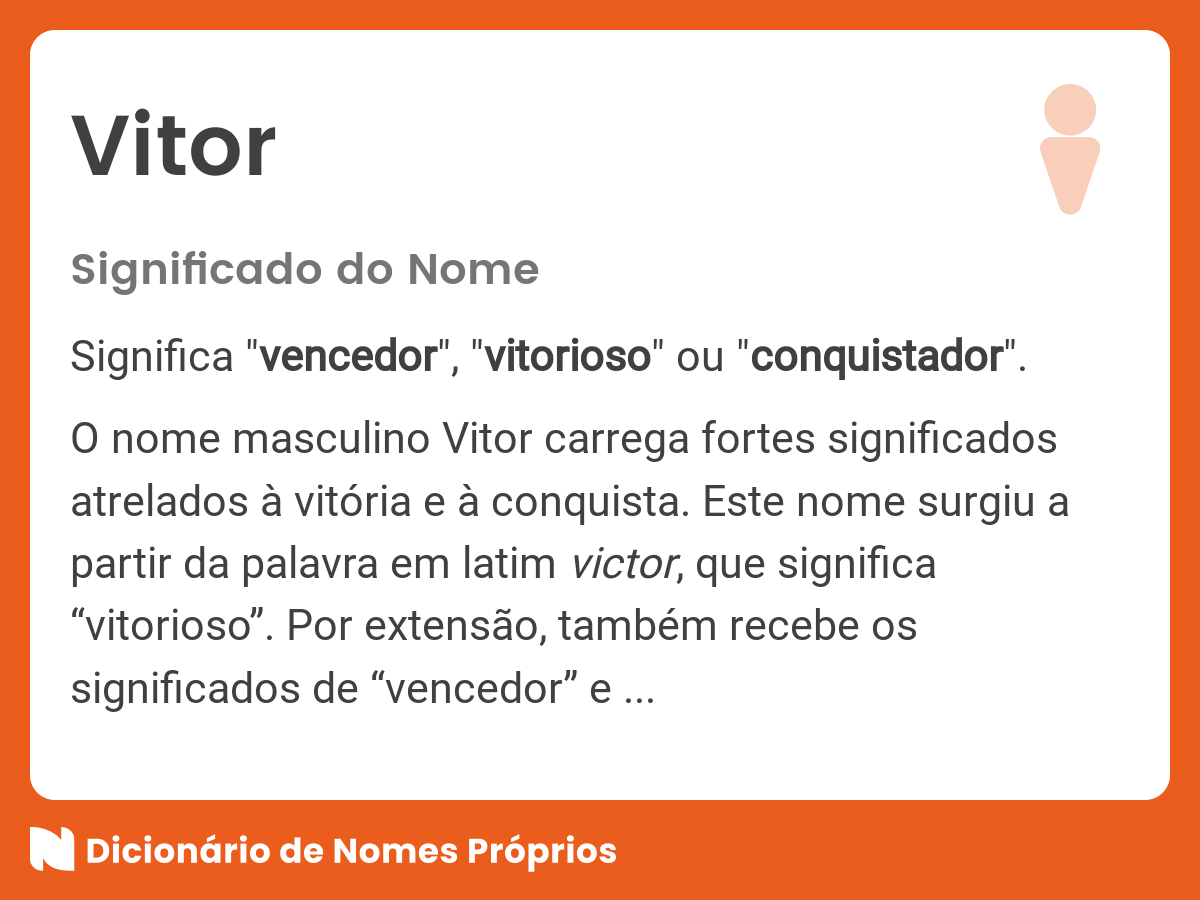 Significado do nome Vitor - Dicionário de Nomes Próprios
