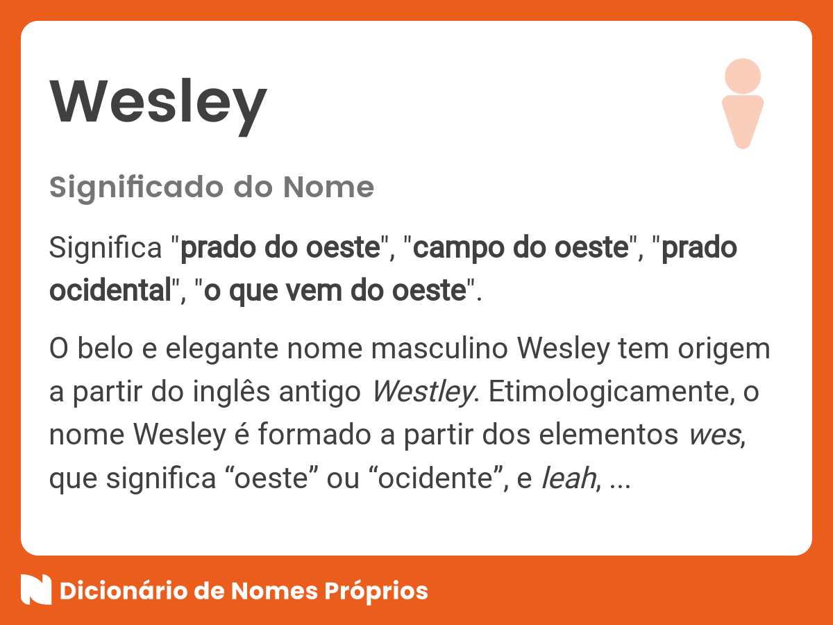 Significado do nome Wesley - Dicionário de Nomes Próprios