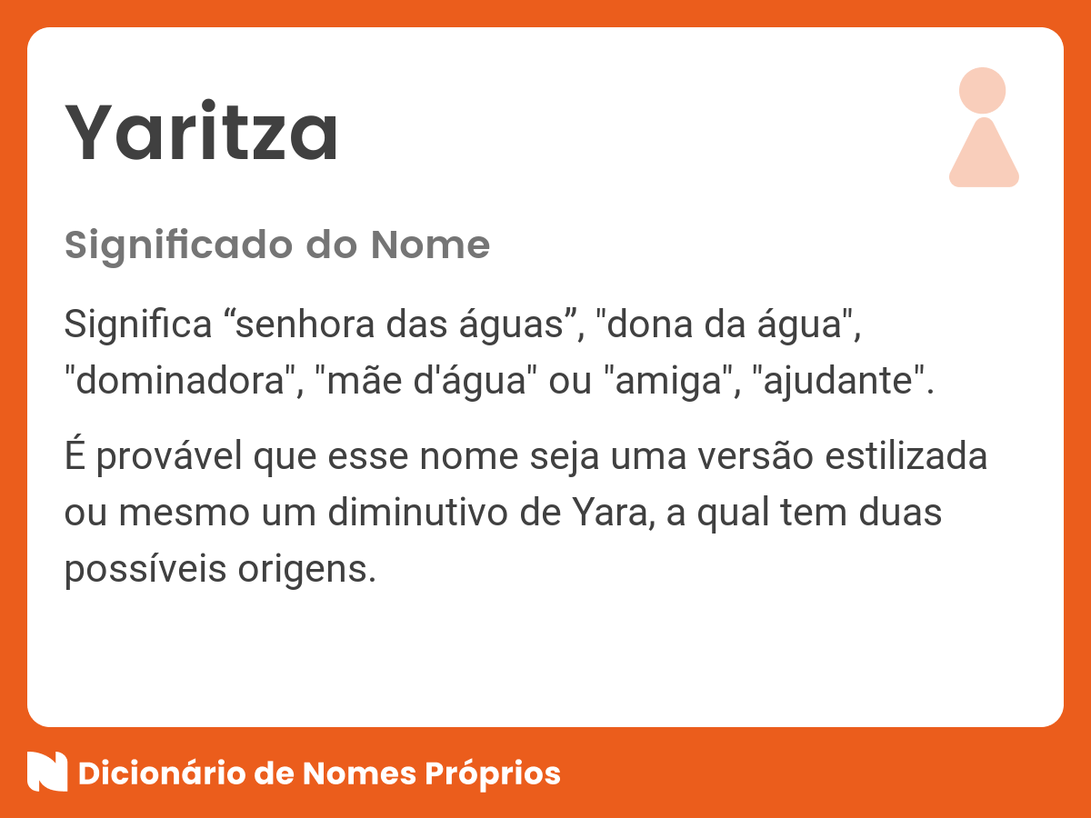 Significado do nome Yaritza - Dicionário de Nomes Próprios