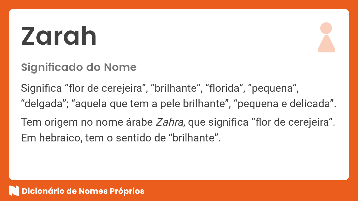 Significado do nome Zarah Dicionário de Nomes Próprios