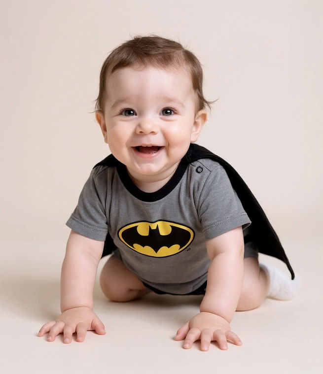 bebe sentado com body do batman