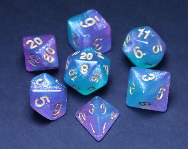 dados poliedricos azusi arroxeados para jogos de rpg