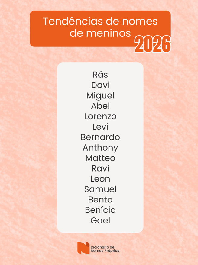 lista com nomes de meninos mais populares para 2026